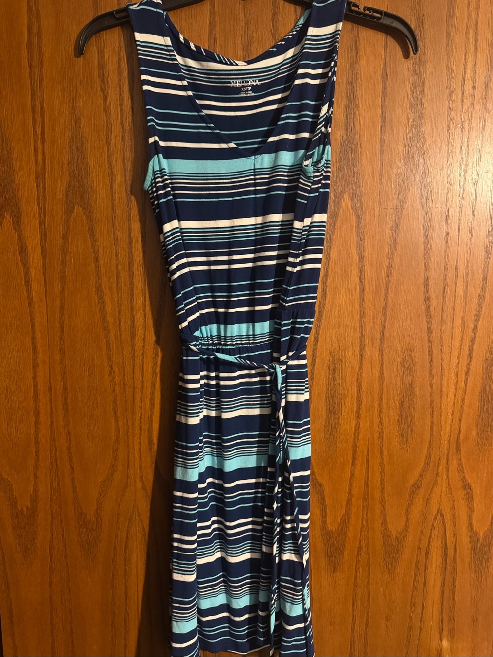Croft & Barrow Navy and Light Blue Striped Sleeveless Dress